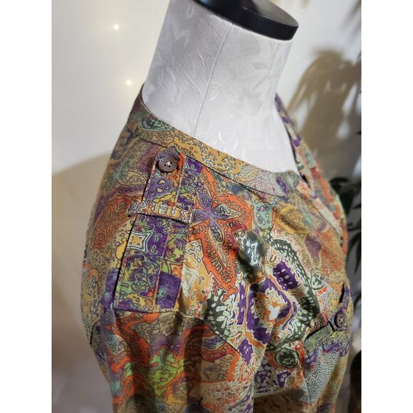 Orvis Womens Paisley Boho Mandala Shell Button Blouse Size 16 Multicolor Hippie - Picture 6 of 12